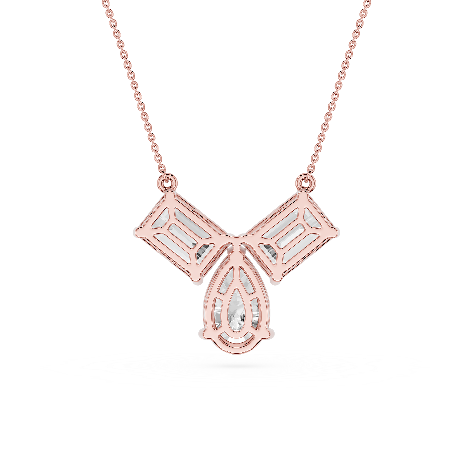 Emerald And Pear Lab Grown Diamond Pendant Necklace