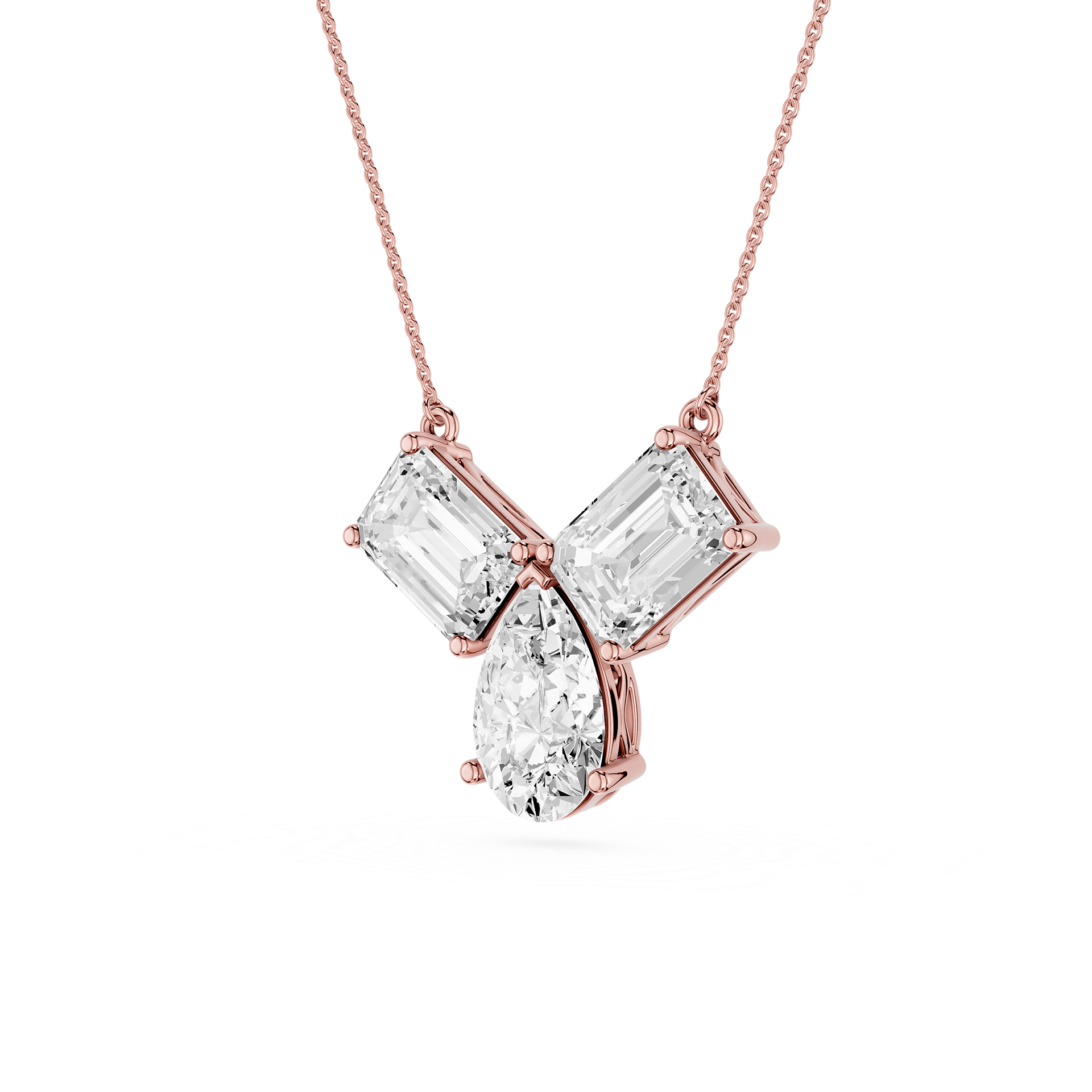 Emerald And Pear Lab Grown Diamond Pendant Necklace