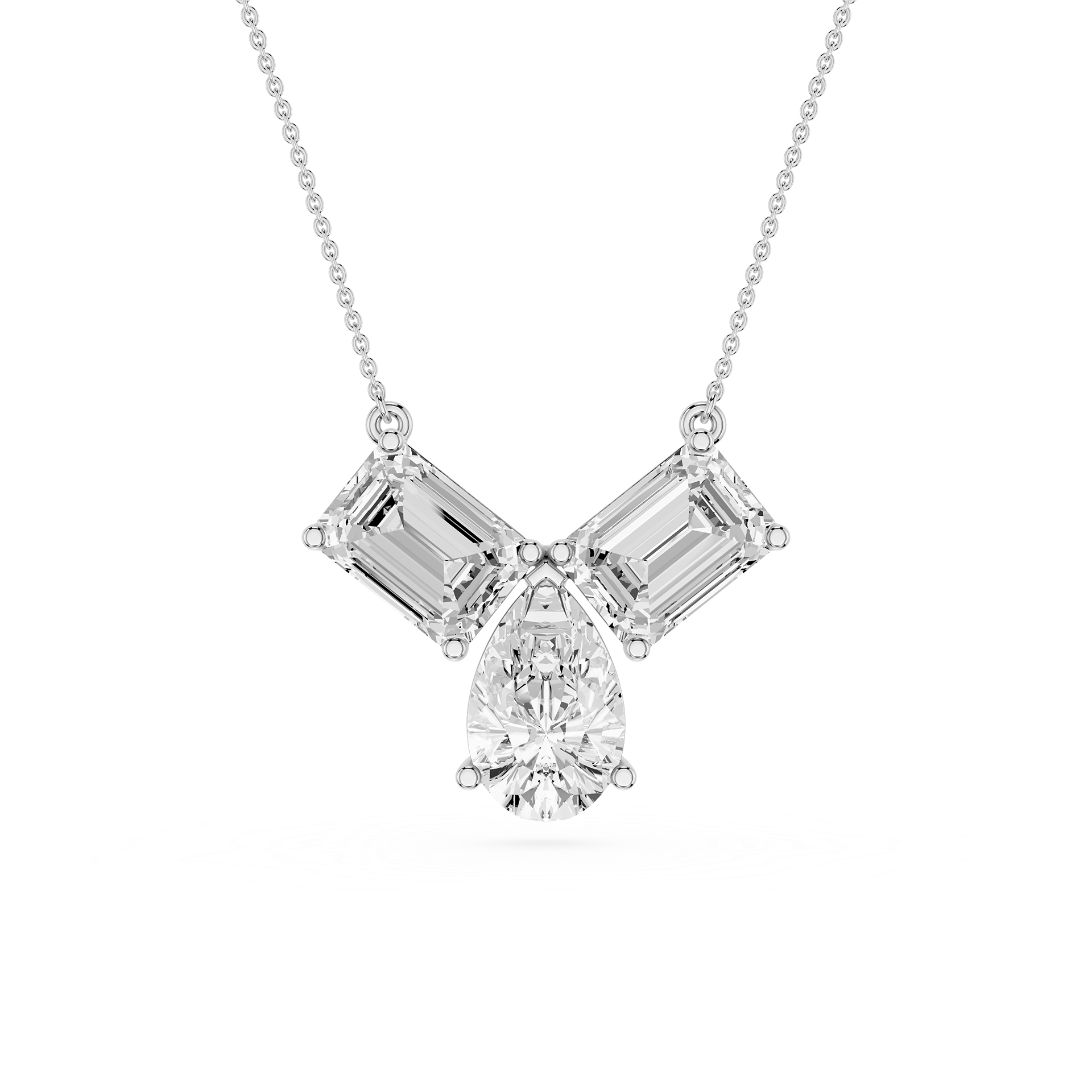 Emerald And Pear Lab Grown Diamond Pendant Necklace