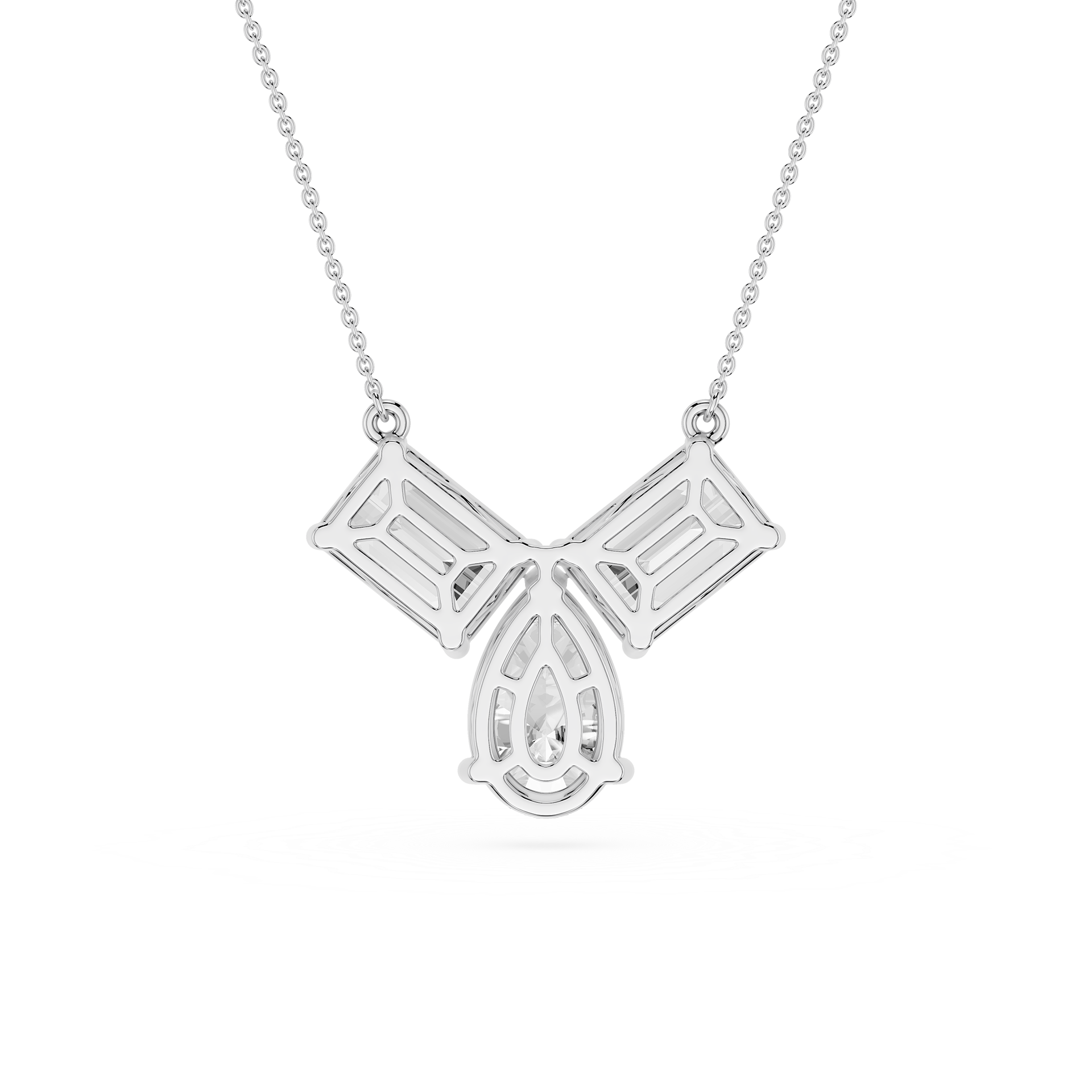 Emerald And Pear Lab Grown Diamond Pendant Necklace