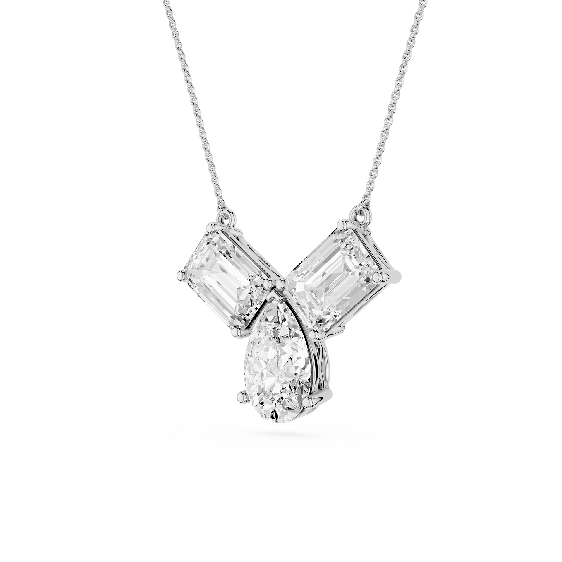 Emerald And Pear Lab Grown Diamond Pendant Necklace