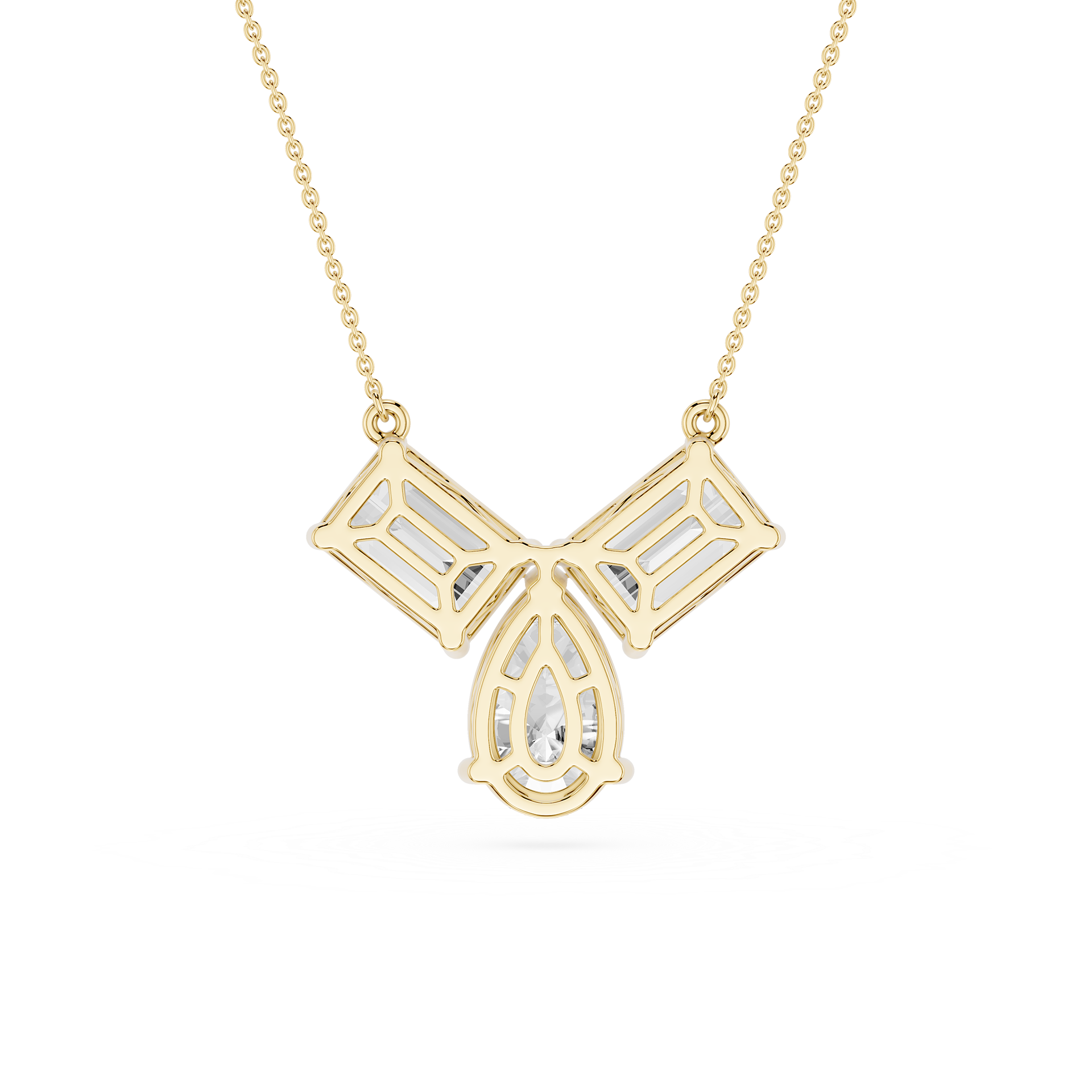 Emerald And Pear Lab Grown Diamond Pendant Necklace