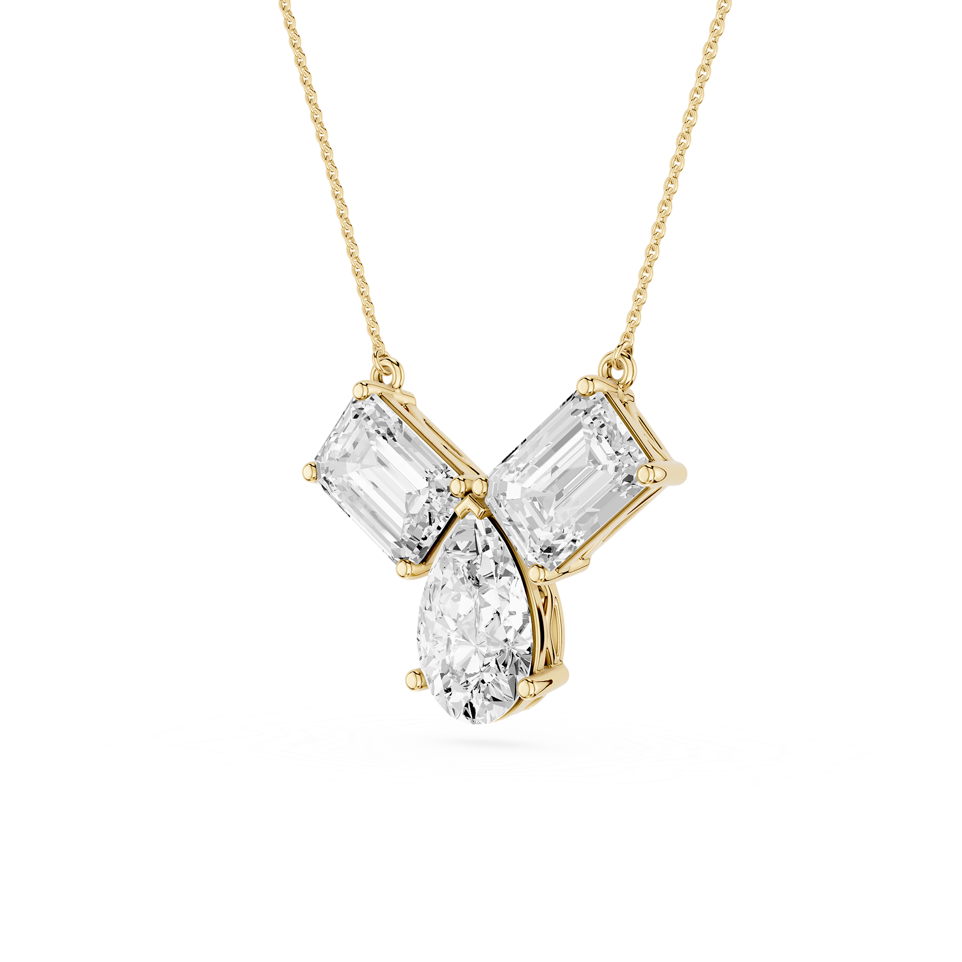 Emerald And Pear Lab Grown Diamond Pendant Necklace
