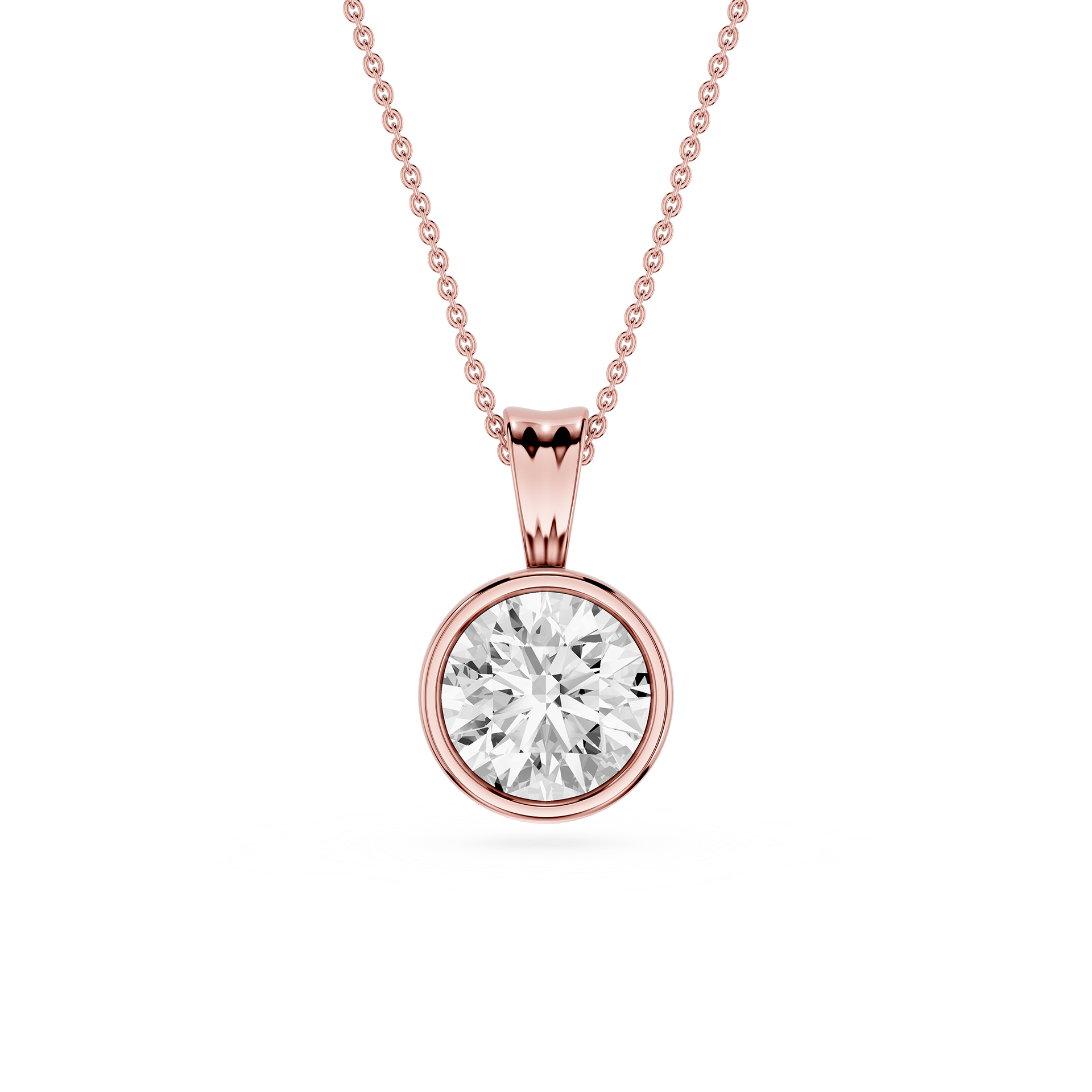 Round Lab Grown Diamond Bezel Pendant Necklace