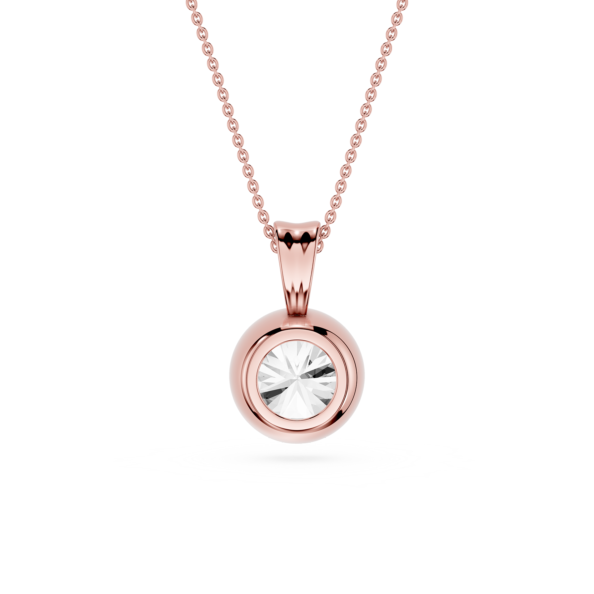 Round Lab Grown Diamond Bezel Pendant Necklace