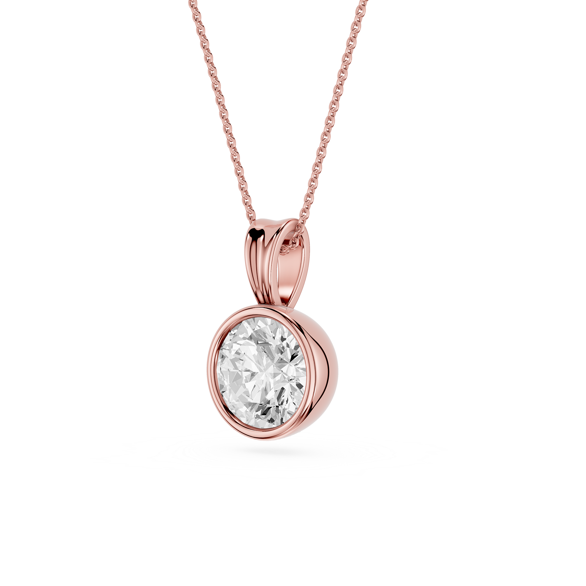 Round Lab Grown Diamond Bezel Pendant Necklace