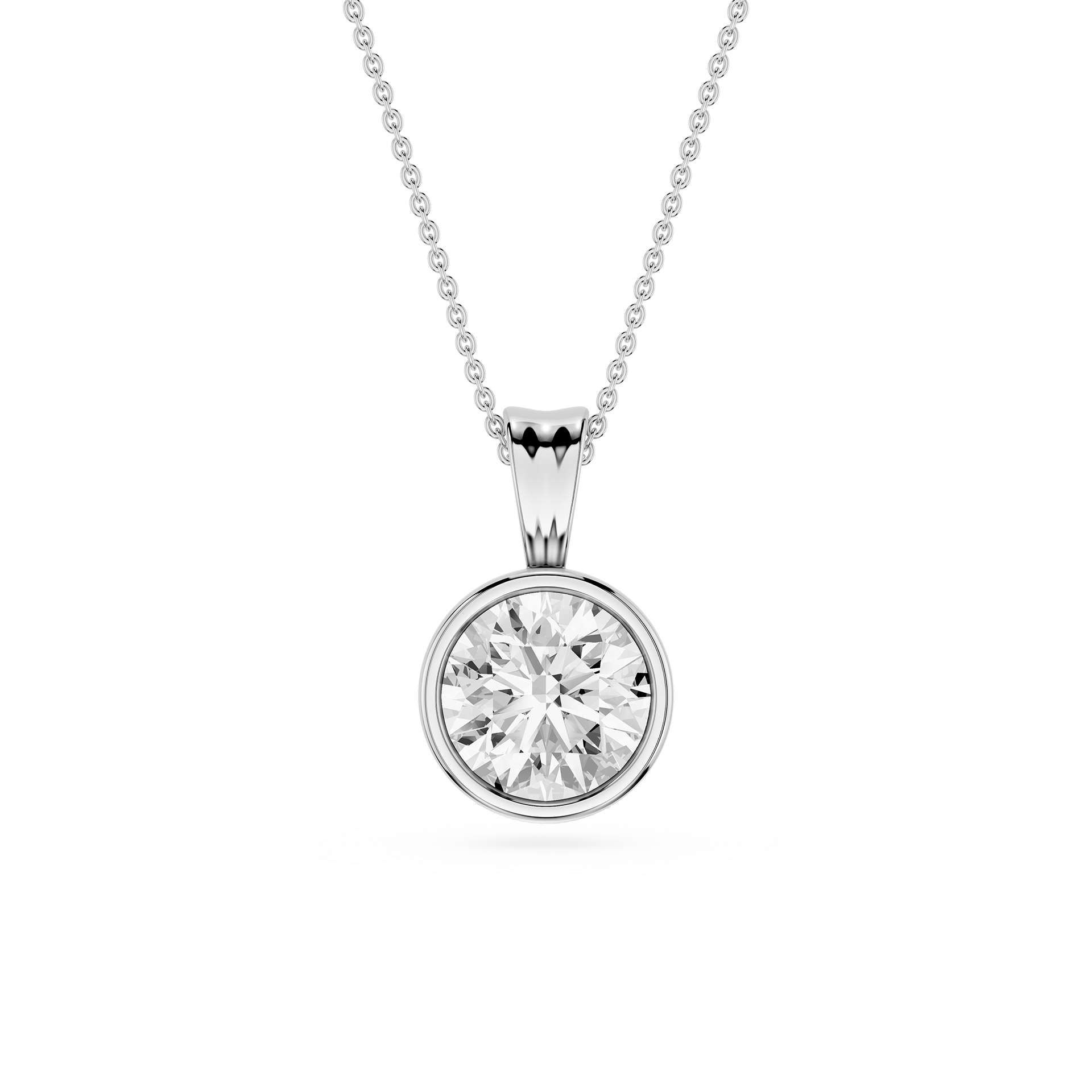 Round Lab Grown Diamond Bezel Pendant Necklace