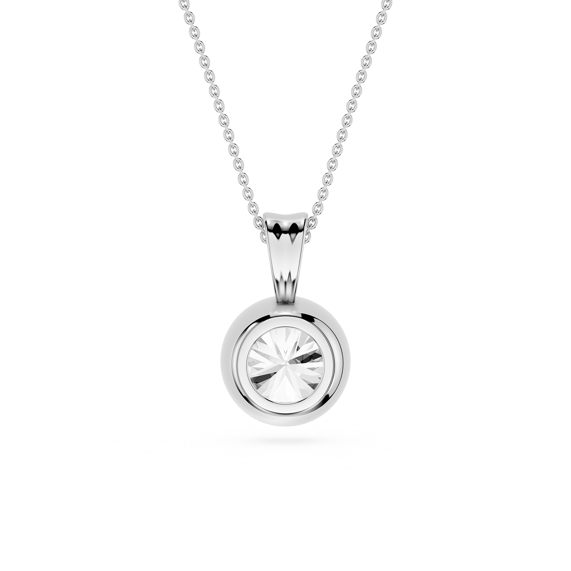 Round Lab Grown Diamond Bezel Pendant Necklace
