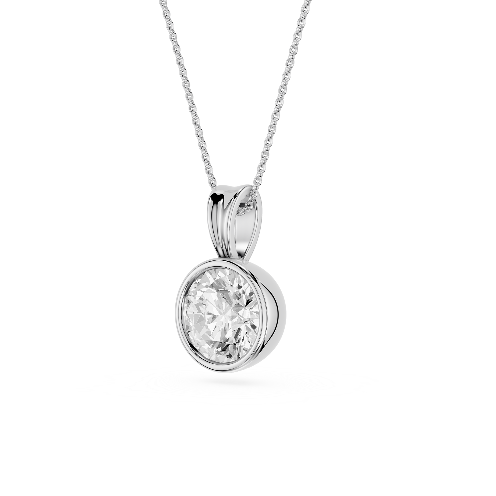 Round Lab Grown Diamond Bezel Pendant Necklace