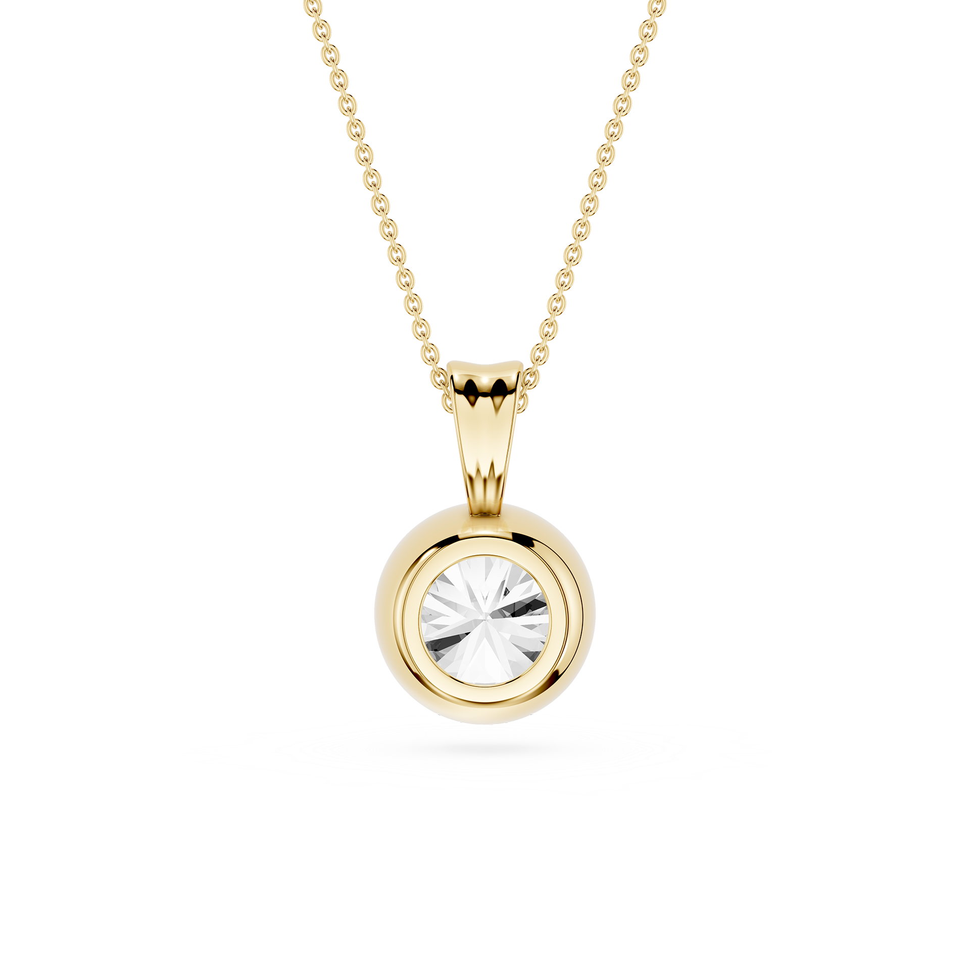 Round Lab Grown Diamond Bezel Pendant Necklace