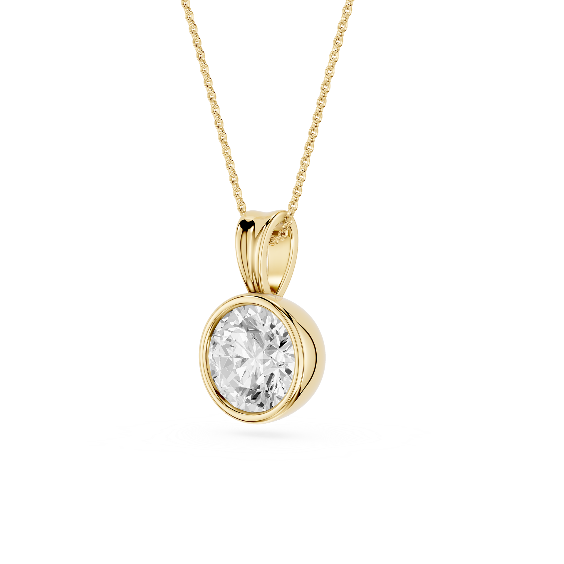 Round Lab Grown Diamond Bezel Pendant Necklace