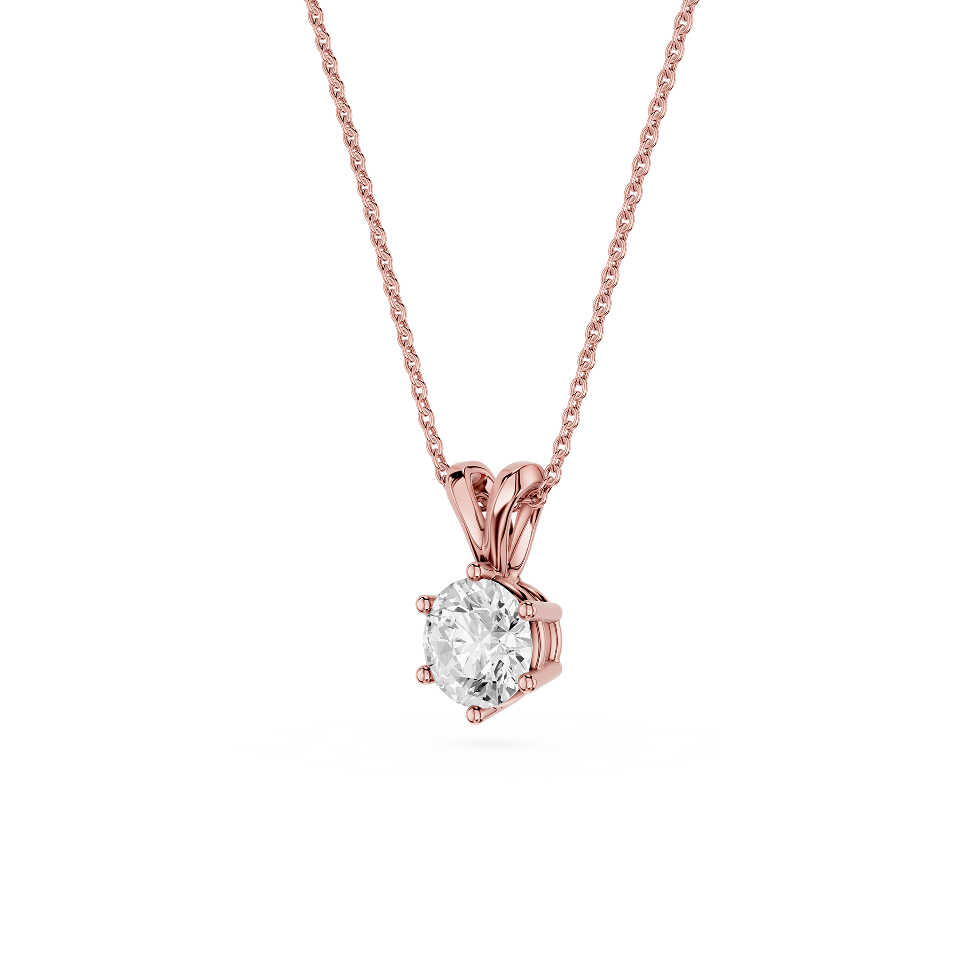 Round Lab Grown Diamond Classic Pendant Necklace