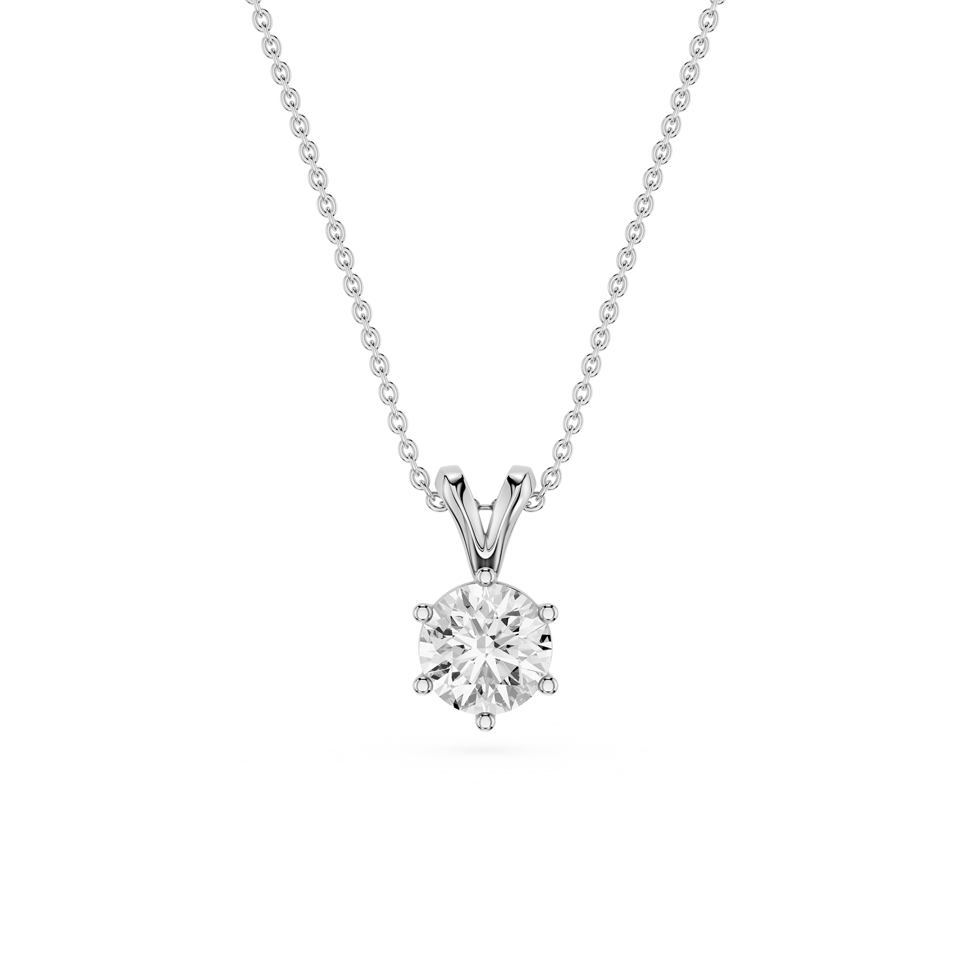 Round Lab Grown Diamond Classic Pendant Necklace