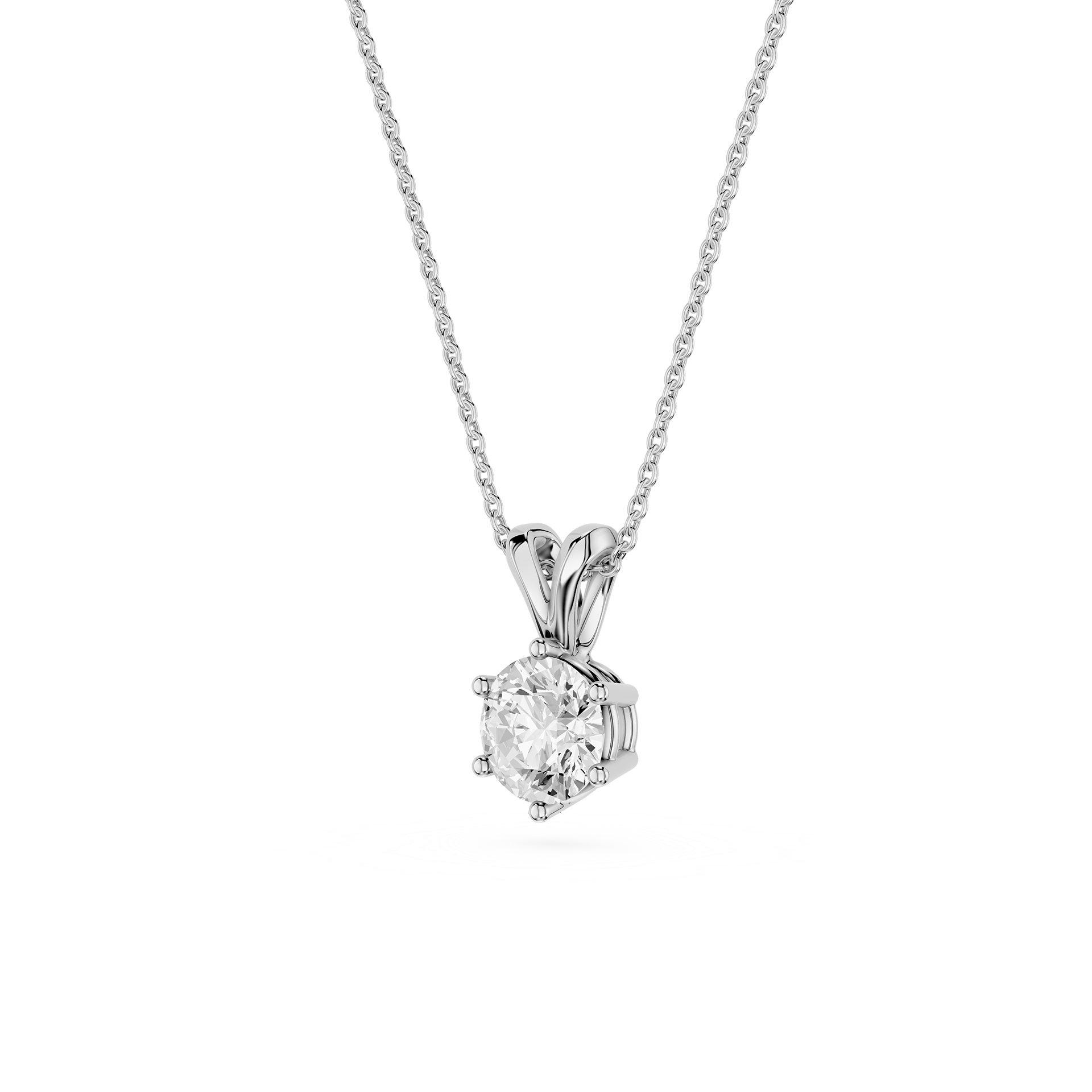 Round Lab Grown Diamond Classic Pendant Necklace