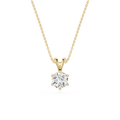 Gold necklace with a diamond pendant on a white background