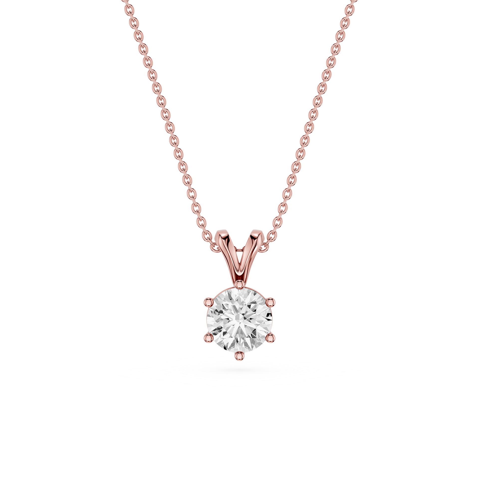 Round Lab Grown Diamond Classic Pendant Necklace