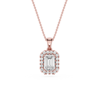Emerald Lab Grown Diamond Halo Pendant Necklace