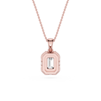 Emerald Lab Grown Diamond Halo Pendant Necklace