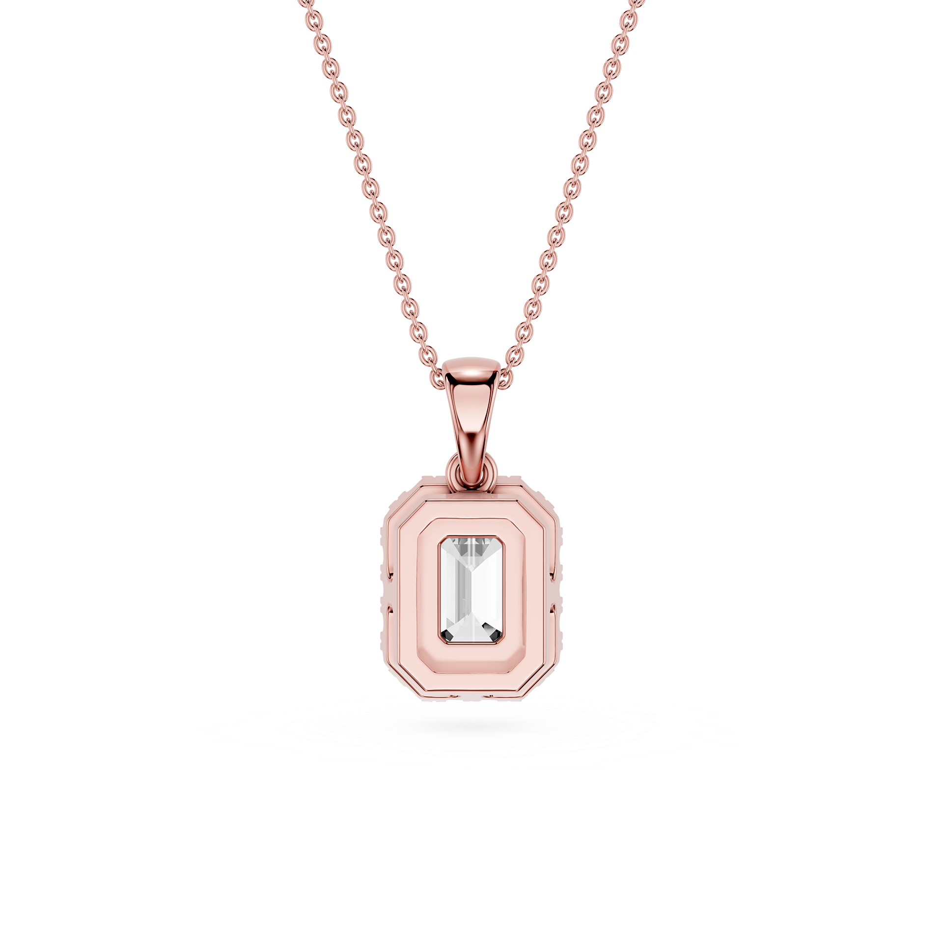 Emerald Lab Grown Diamond Halo Pendant Necklace