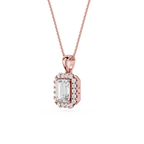 Emerald Lab Grown Diamond Halo Pendant Necklace