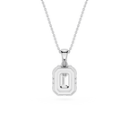 Emerald Lab Grown Diamond Halo Pendant Necklace