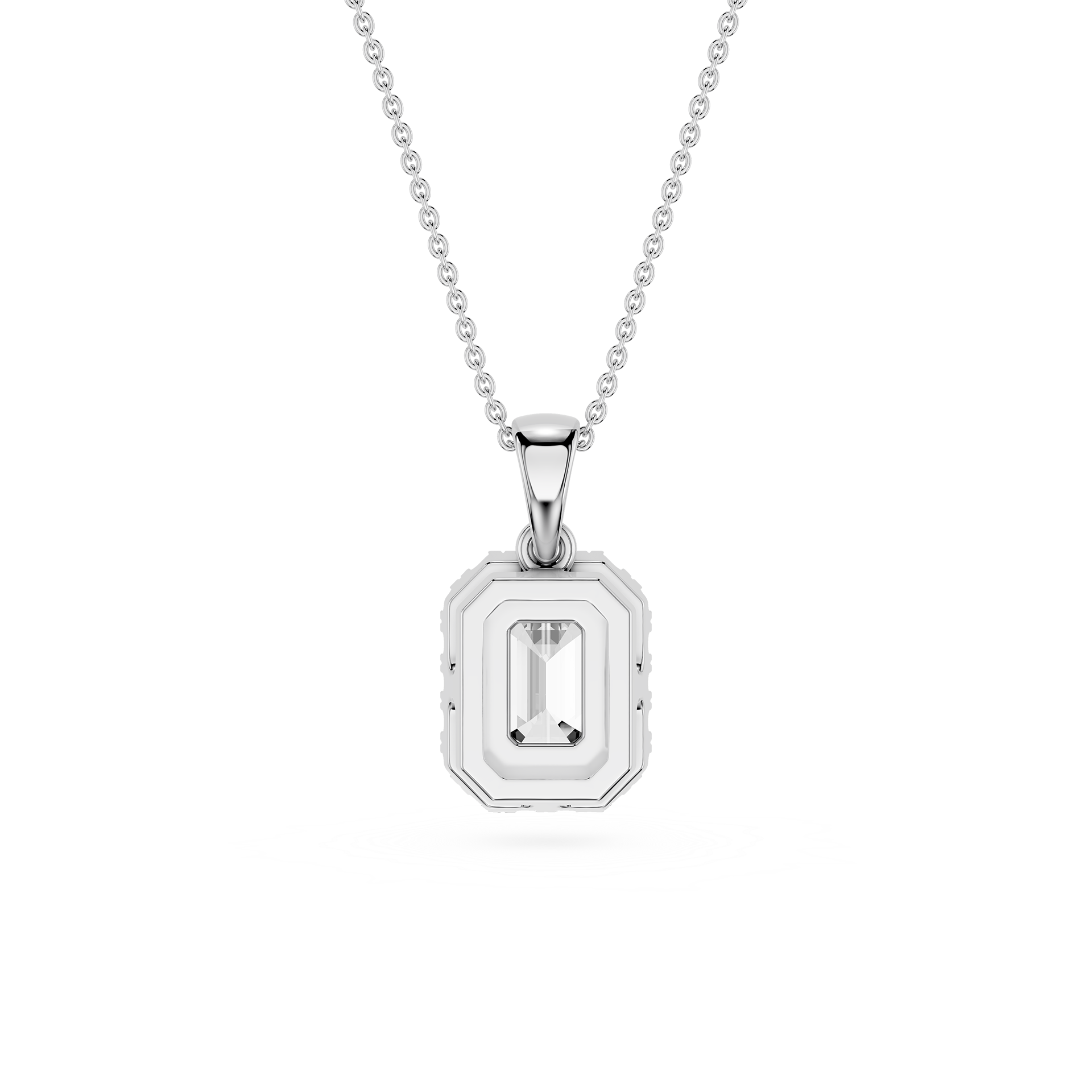 Emerald Lab Grown Diamond Halo Pendant Necklace