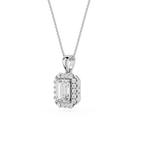 Emerald Lab Grown Diamond Halo Pendant Necklace