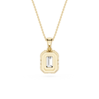 Emerald Lab Grown Diamond Halo Pendant Necklace