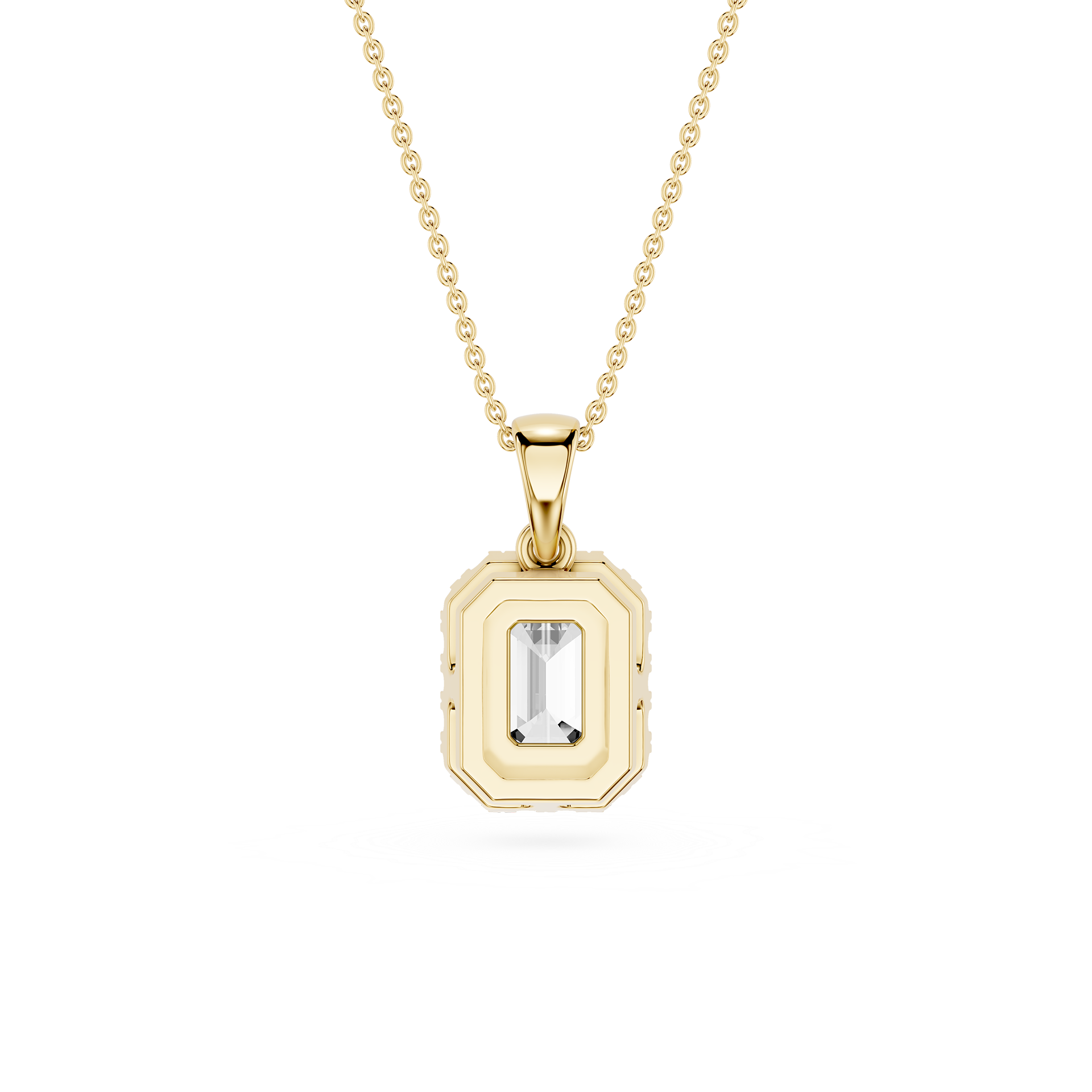 Emerald Lab Grown Diamond Halo Pendant Necklace