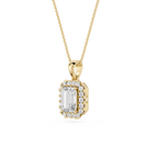 Emerald Lab Grown Diamond Halo Pendant Necklace
