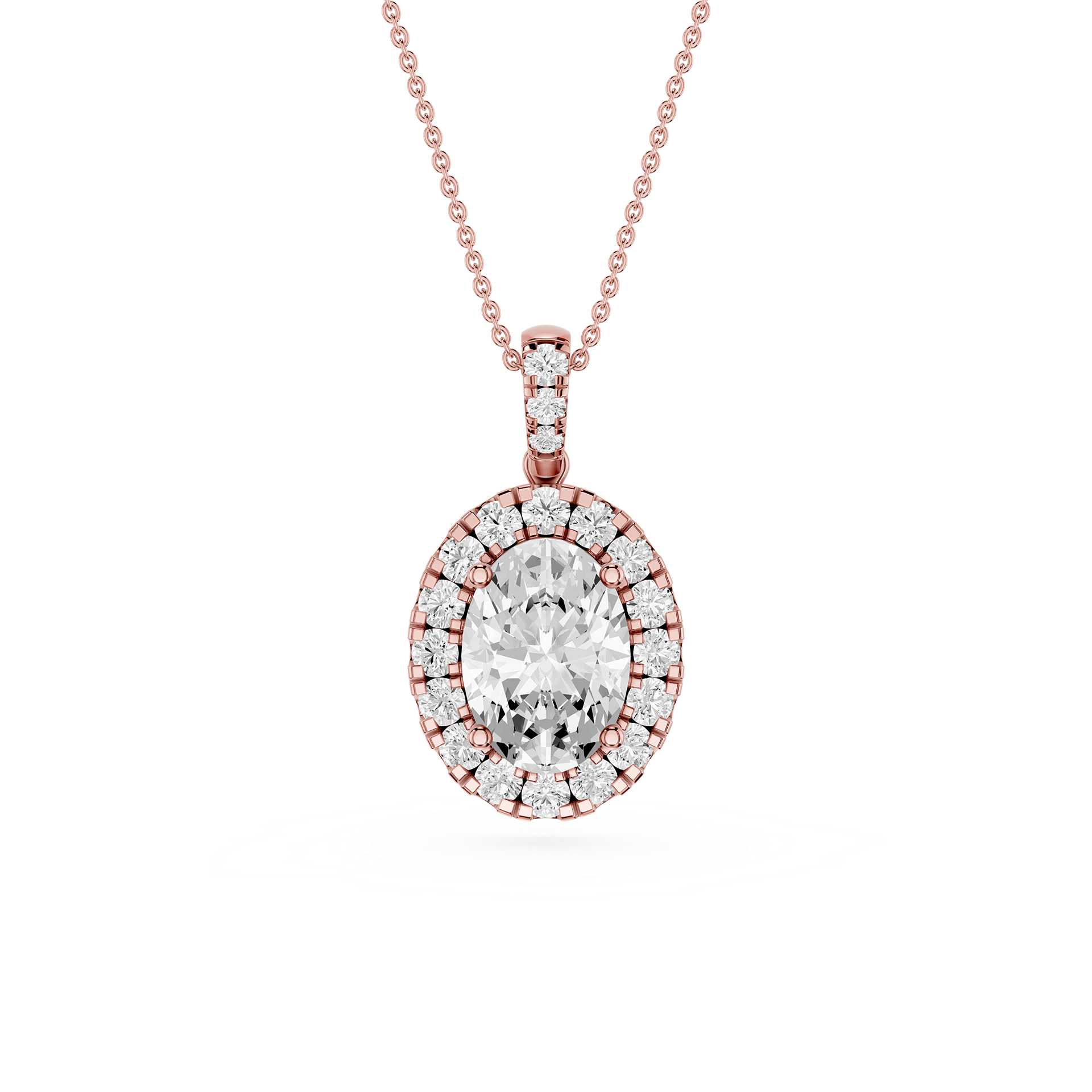 Oval Lab Grown Diamond Classic Halo Pendant