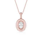Oval Lab Grown Diamond Classic Halo Pendant