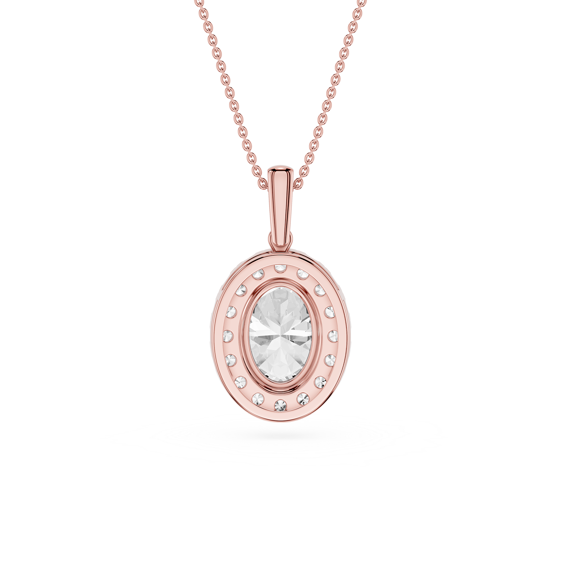 Oval Lab Grown Diamond Classic Halo Pendant