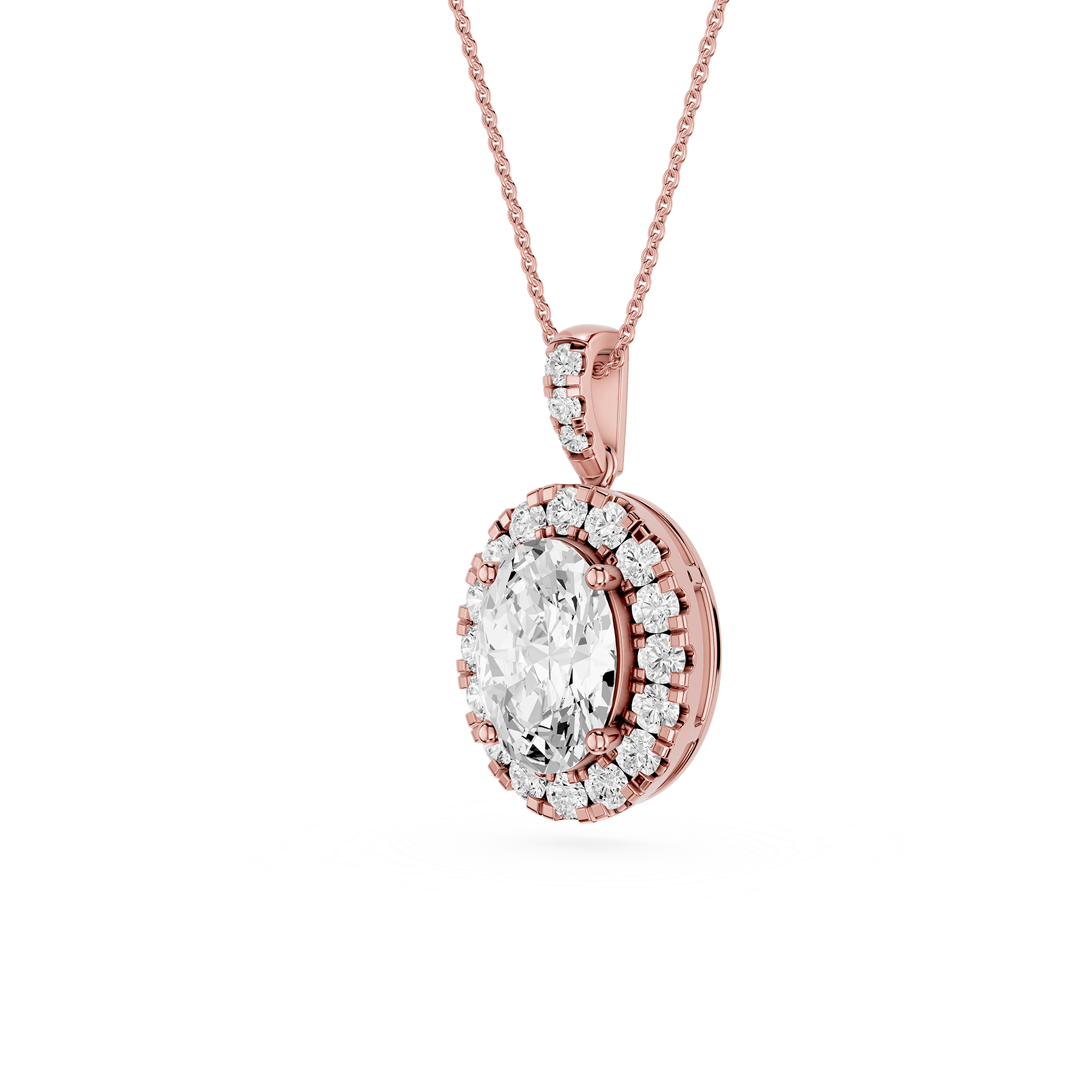 Oval Lab Grown Diamond Classic Halo Pendant