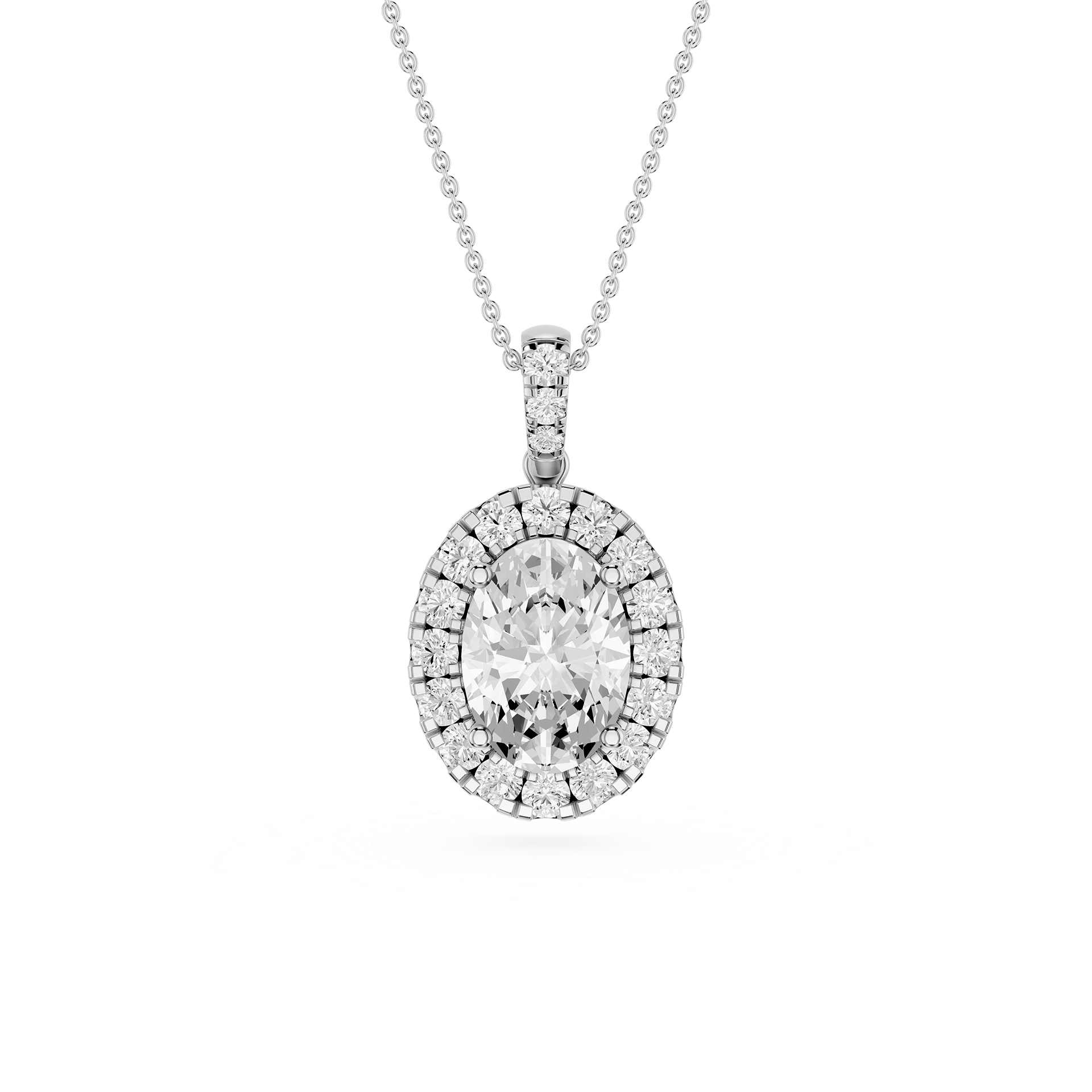Oval Lab Grown Diamond Classic Halo Pendant