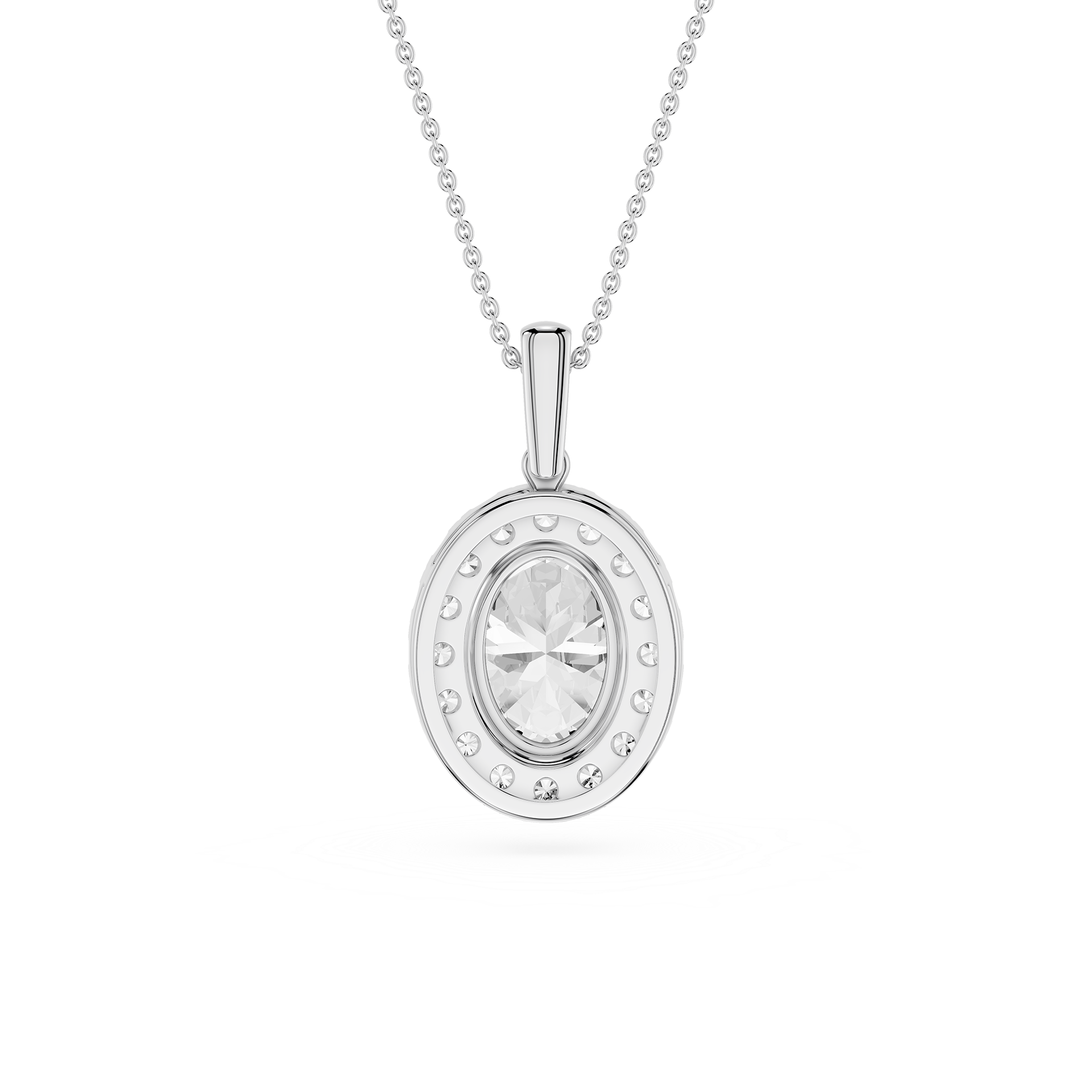 Oval Lab Grown Diamond Classic Halo Pendant