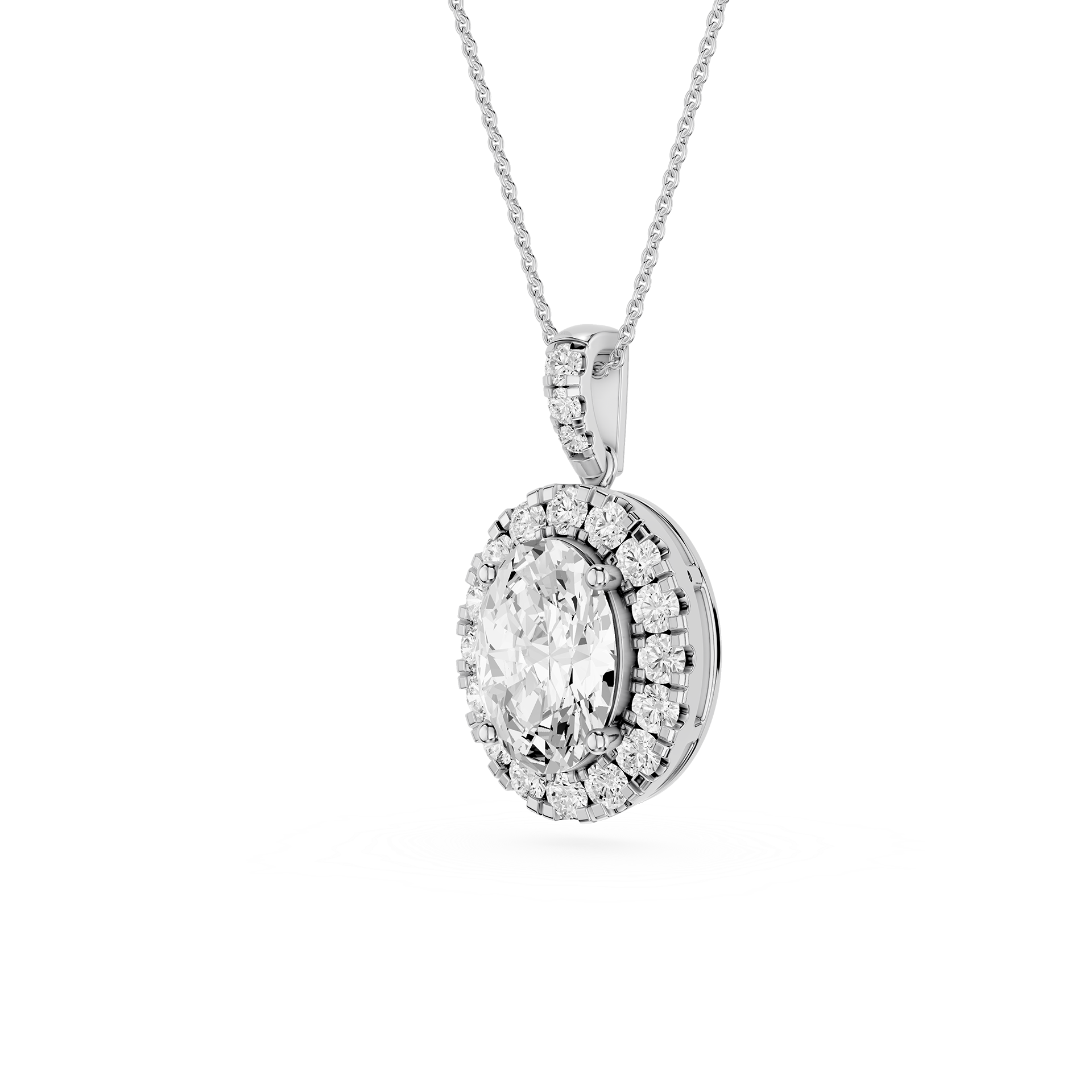 Oval Lab Grown Diamond Classic Halo Pendant