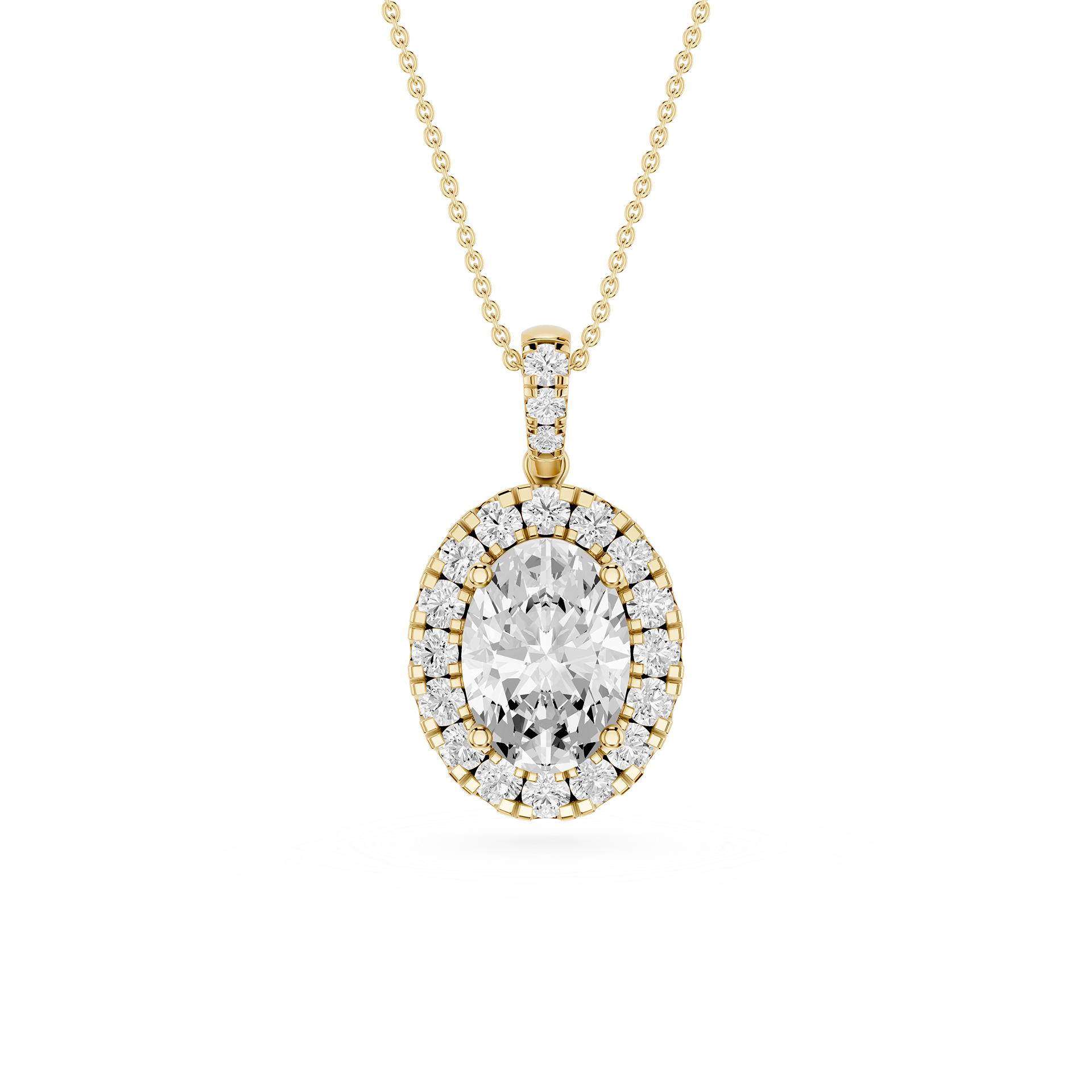 Oval Lab Grown Diamond Classic Halo Pendant