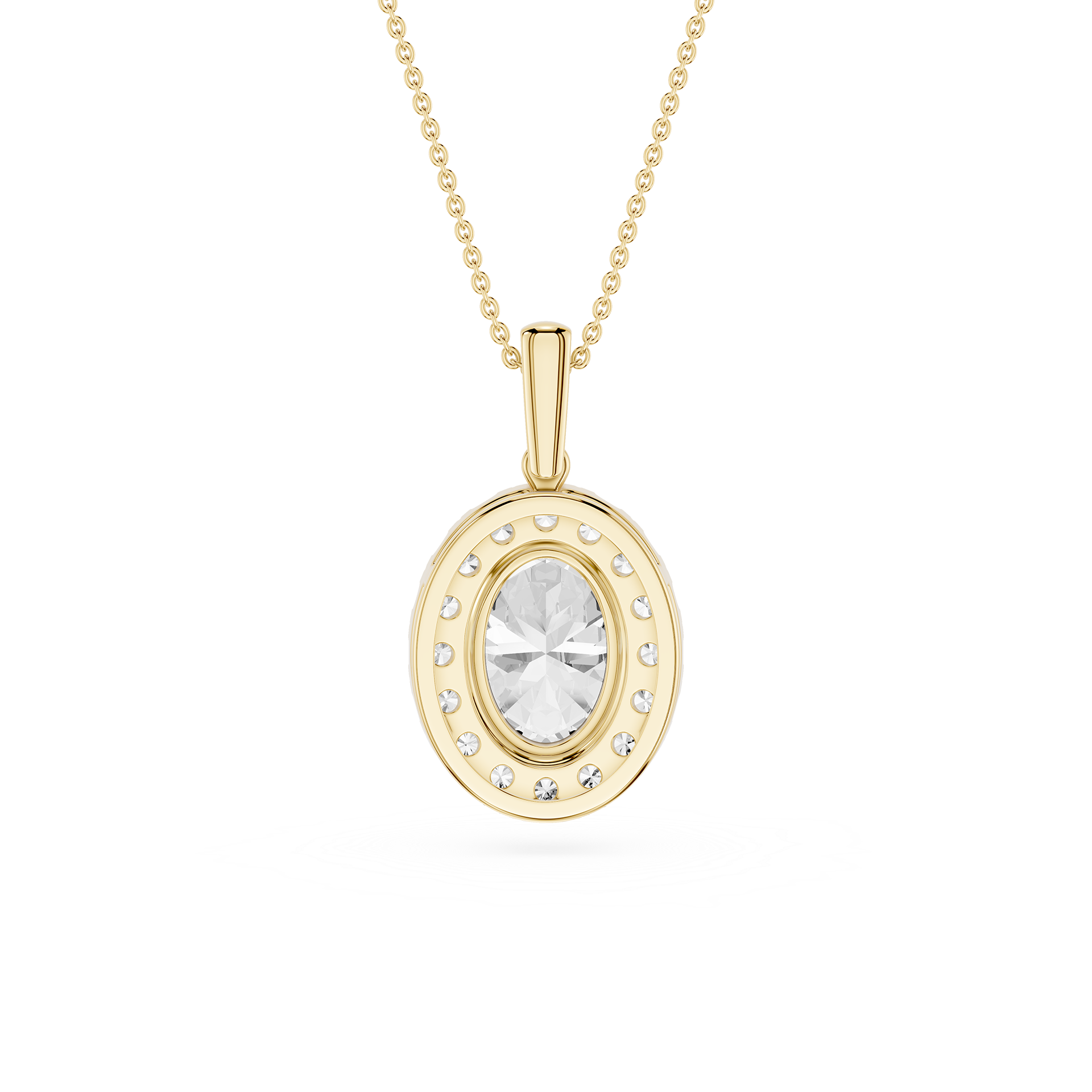 Oval Lab Grown Diamond Classic Halo Pendant