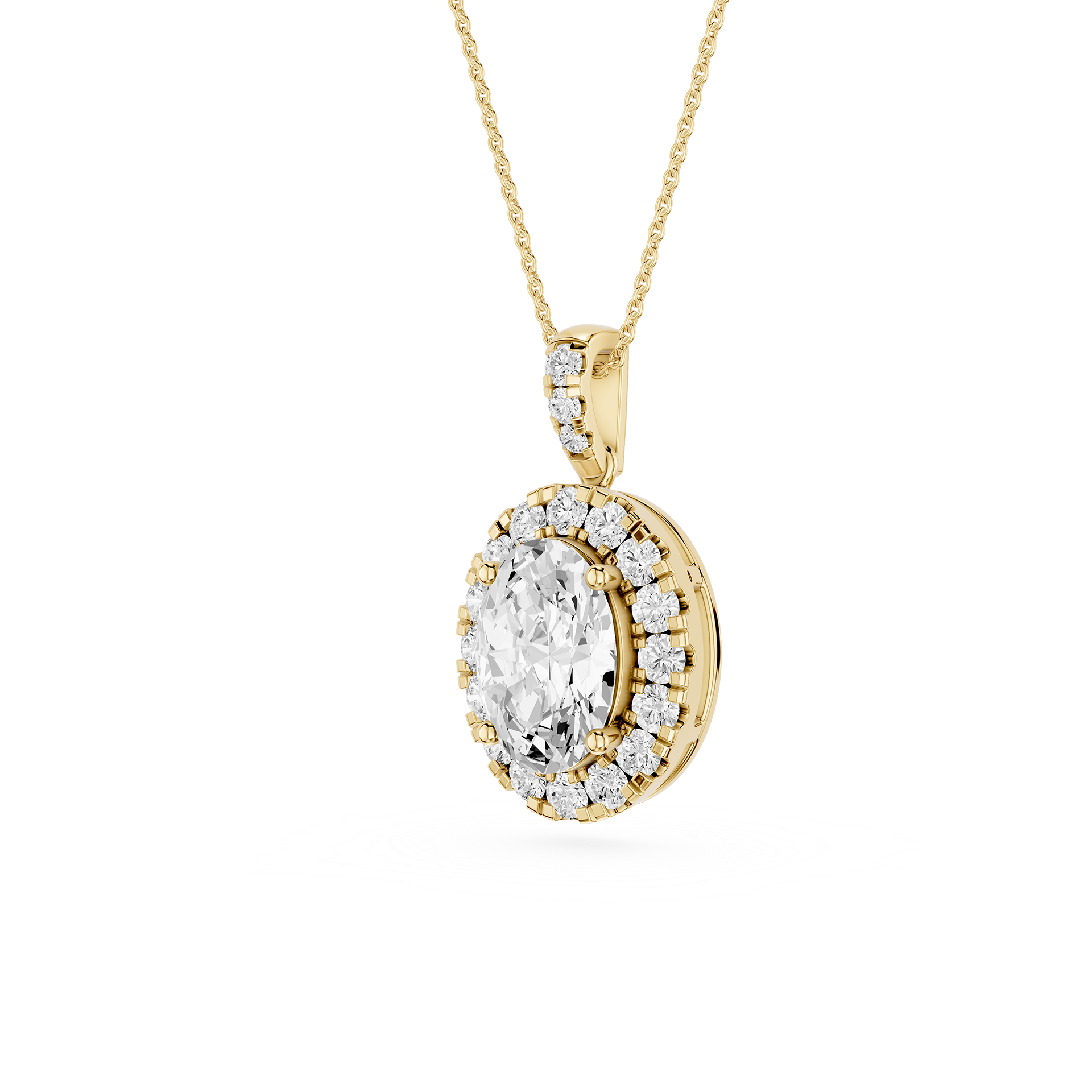 Oval Lab Grown Diamond Classic Halo Pendant