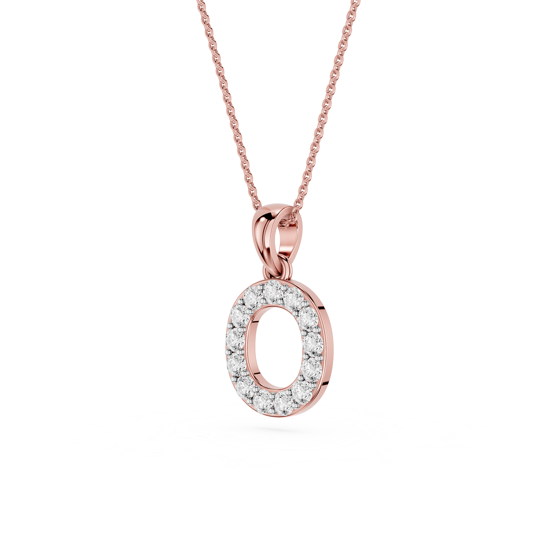 O Lab Grown Diamond Initial Pendant Necklace