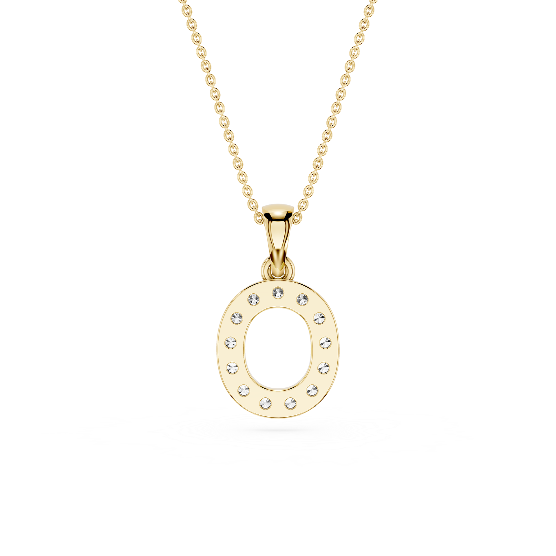 O Lab Grown Diamond Initial Pendant Necklace