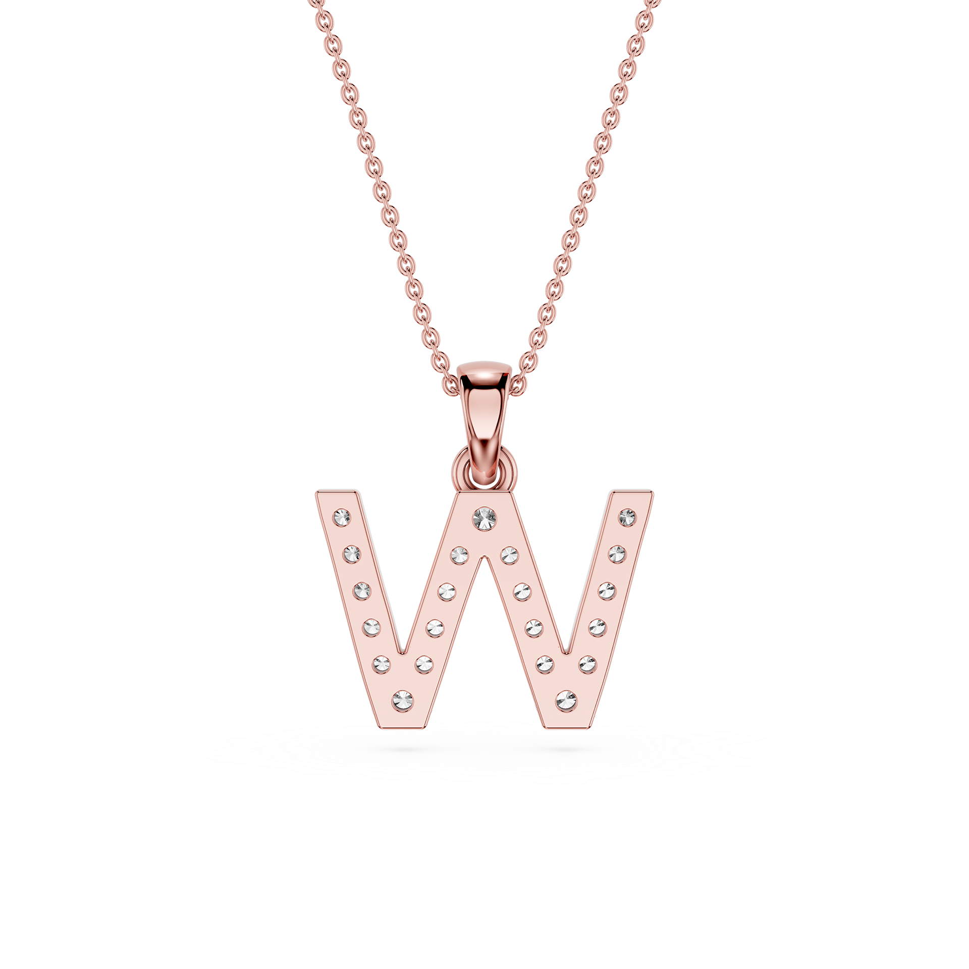 W Lab Grown Diamond Initial Pendant Necklace