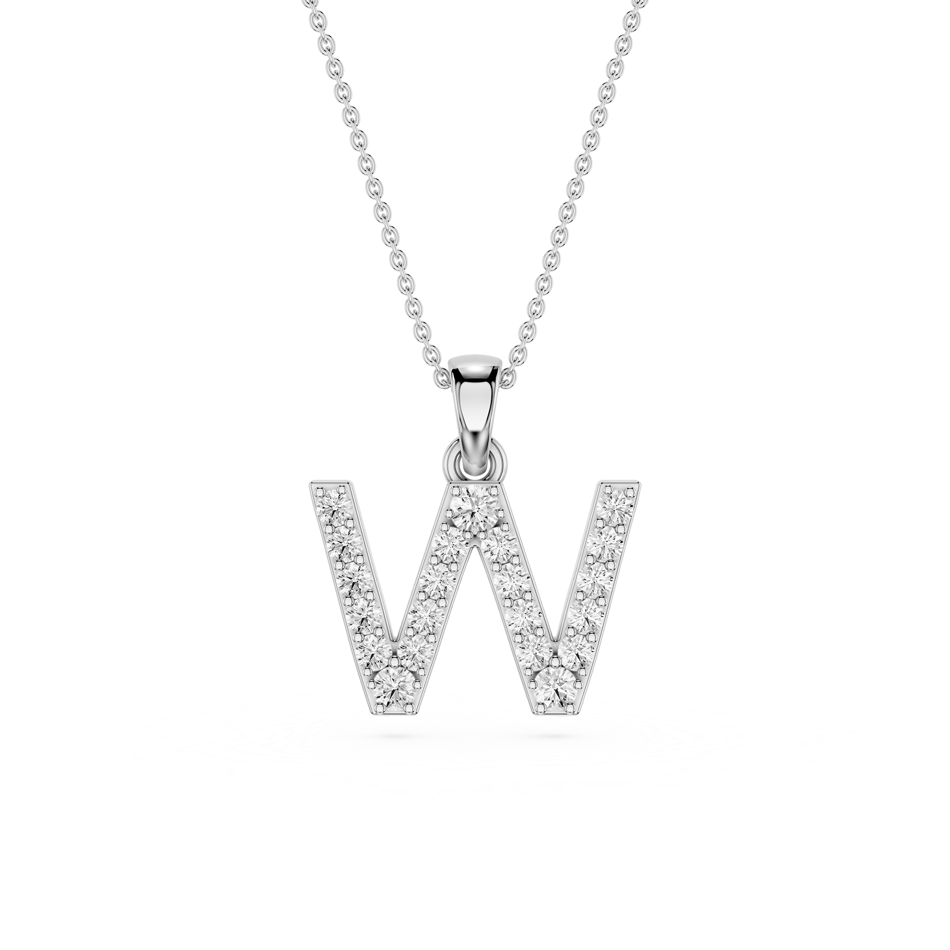 W Lab Grown Diamond Initial Pendant Necklace