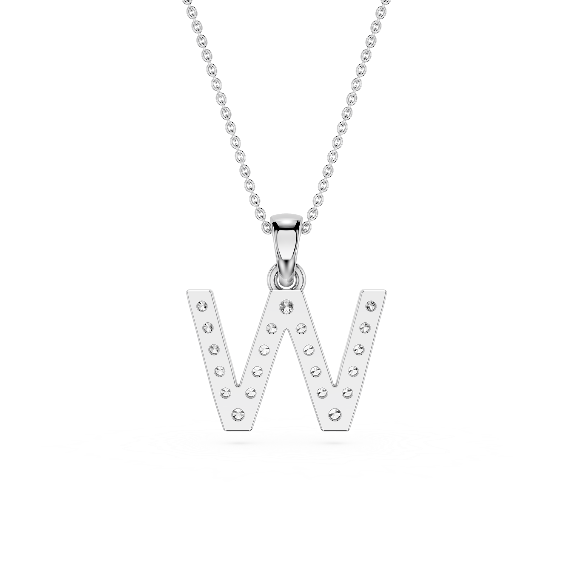W Lab Grown Diamond Initial Pendant Necklace