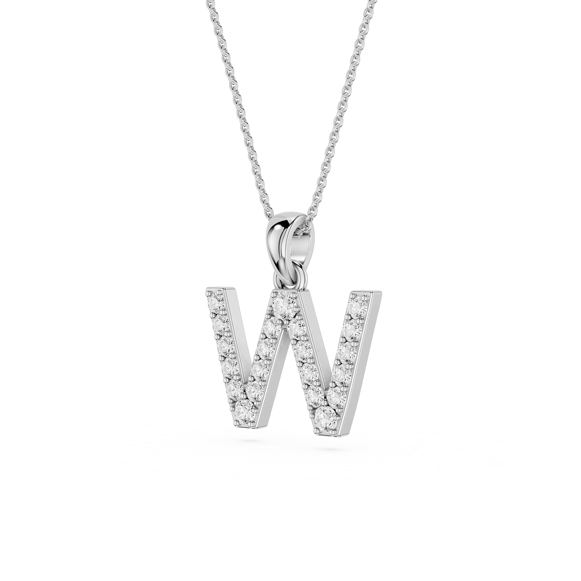 W Lab Grown Diamond Initial Pendant Necklace