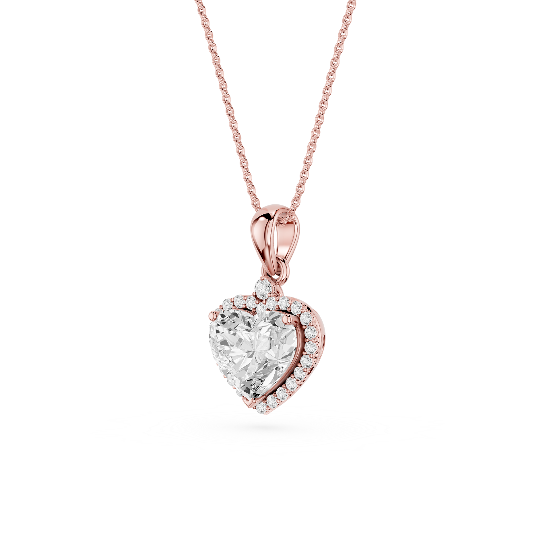 Heart Lab Grown Diamond Halo Pendant Necklace