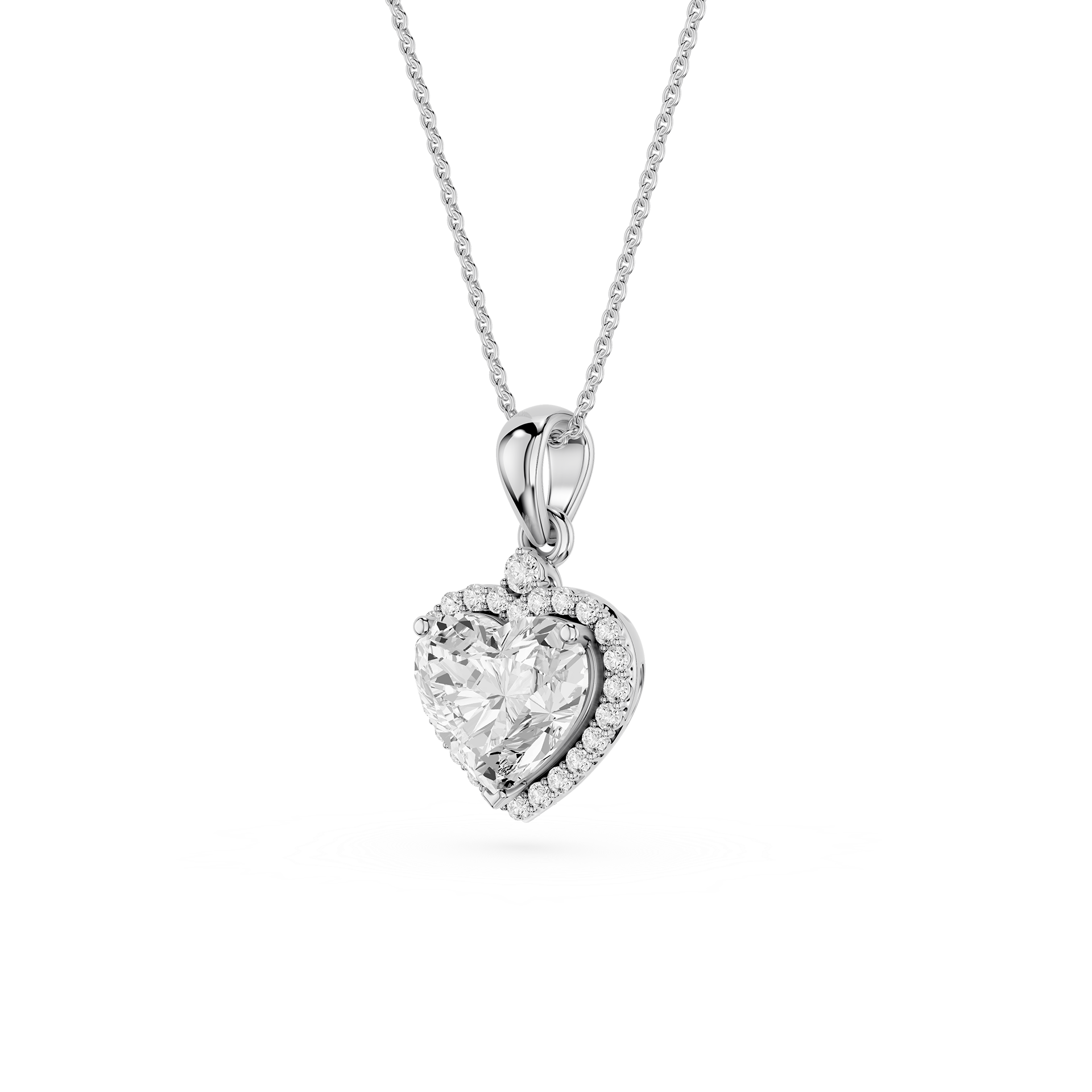 Heart Lab Grown Diamond Halo Pendant Necklace