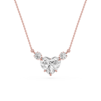 Heart Lab Grown Diamond Three Stone Pendant Necklace