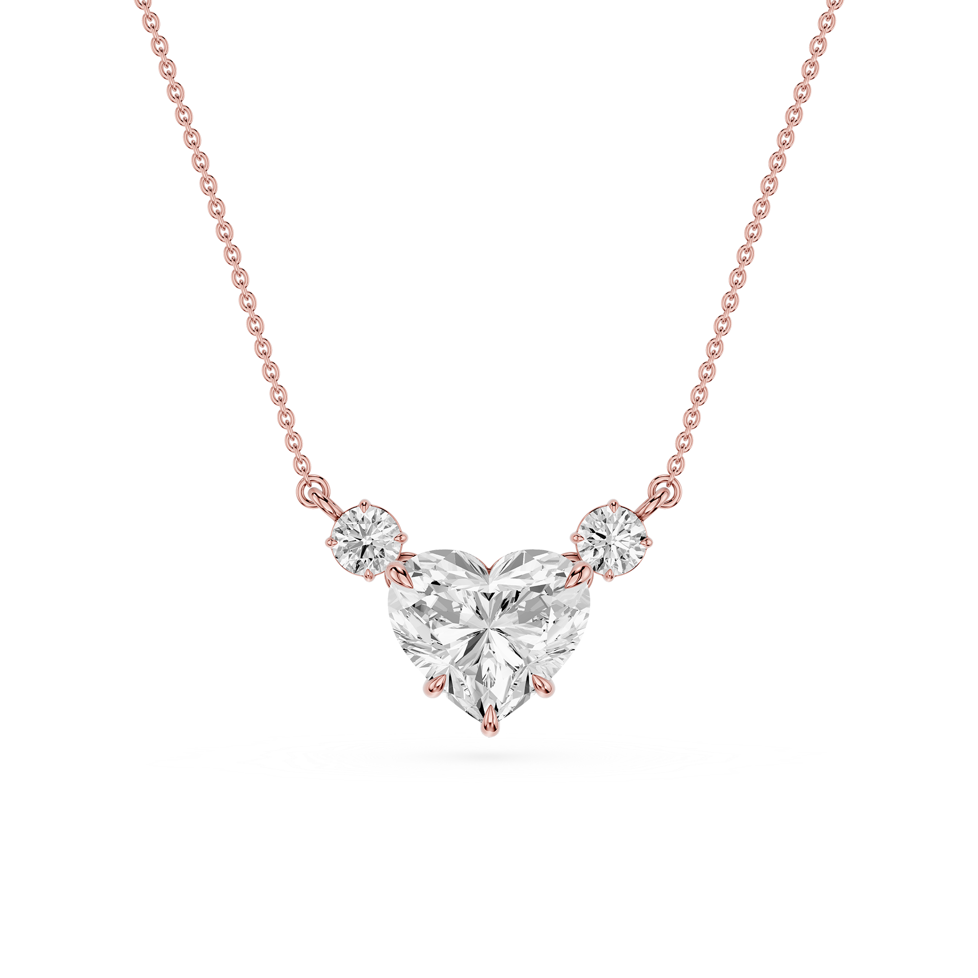 Heart Lab Grown Diamond Three Stone Pendant Necklace